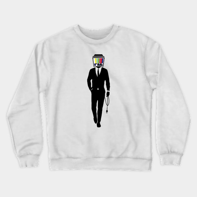 TV Head Man (light version) Crewneck Sweatshirt by Dracos Graphics